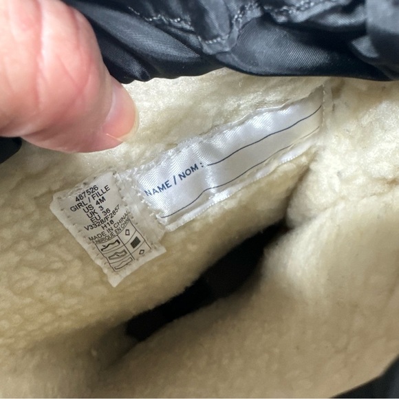 Lands End Snow Boots Black Quilted Winter Tall Sherpa Lined Girls Size 4 - Picture 9 of 13